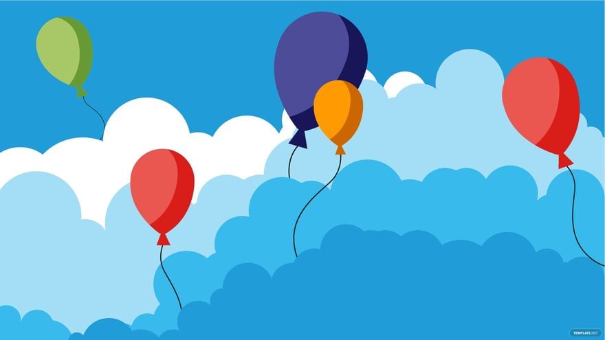 Balloons In Sky Background in Illustrator, EPS, SVG, JPG, PNG
