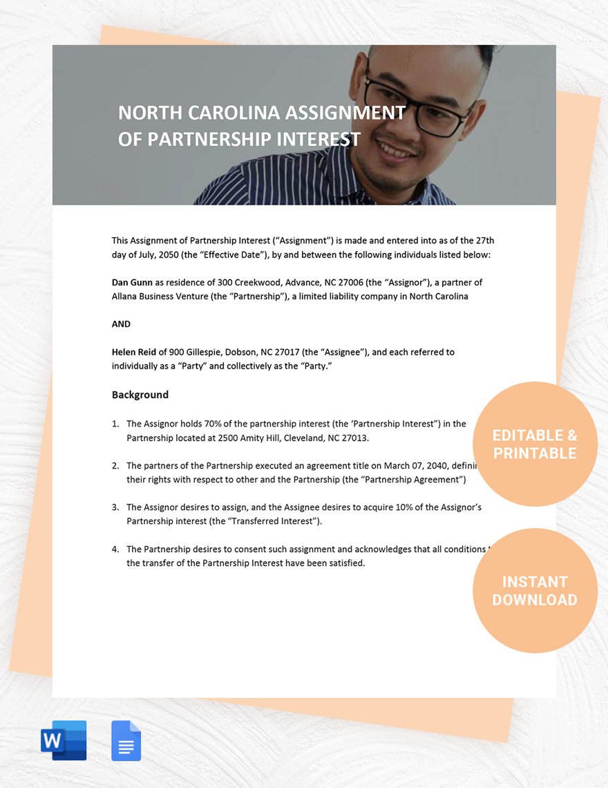North Carolina Assignment Of Partnership Interest Template