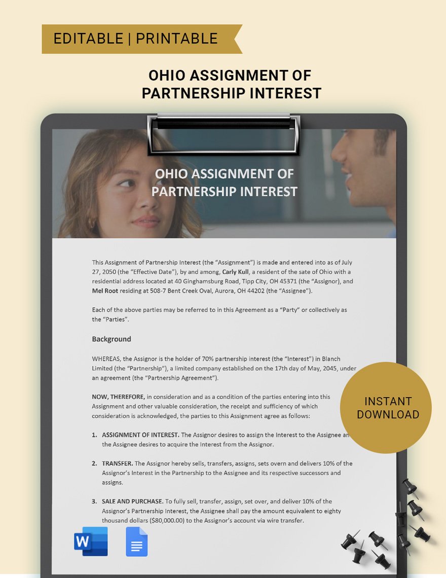 Ohio Assignment Of Partnership Interest Template