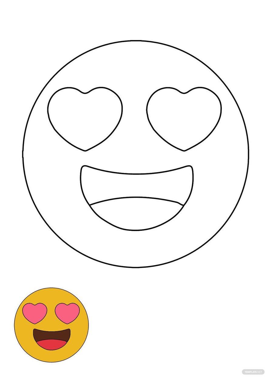 Free In Love Smiley coloring page in PDF, JPG