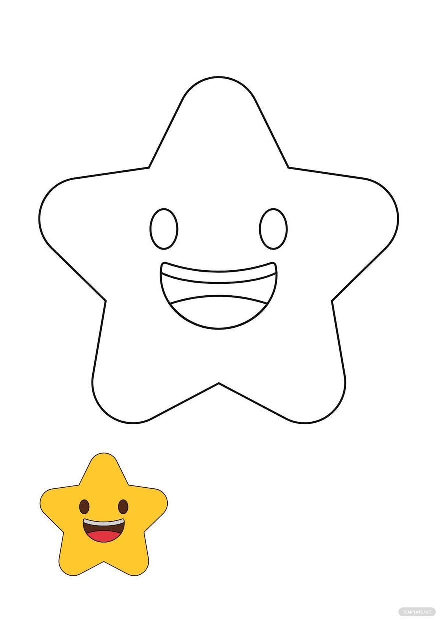 Star Smiley coloring page in PDF, JPG