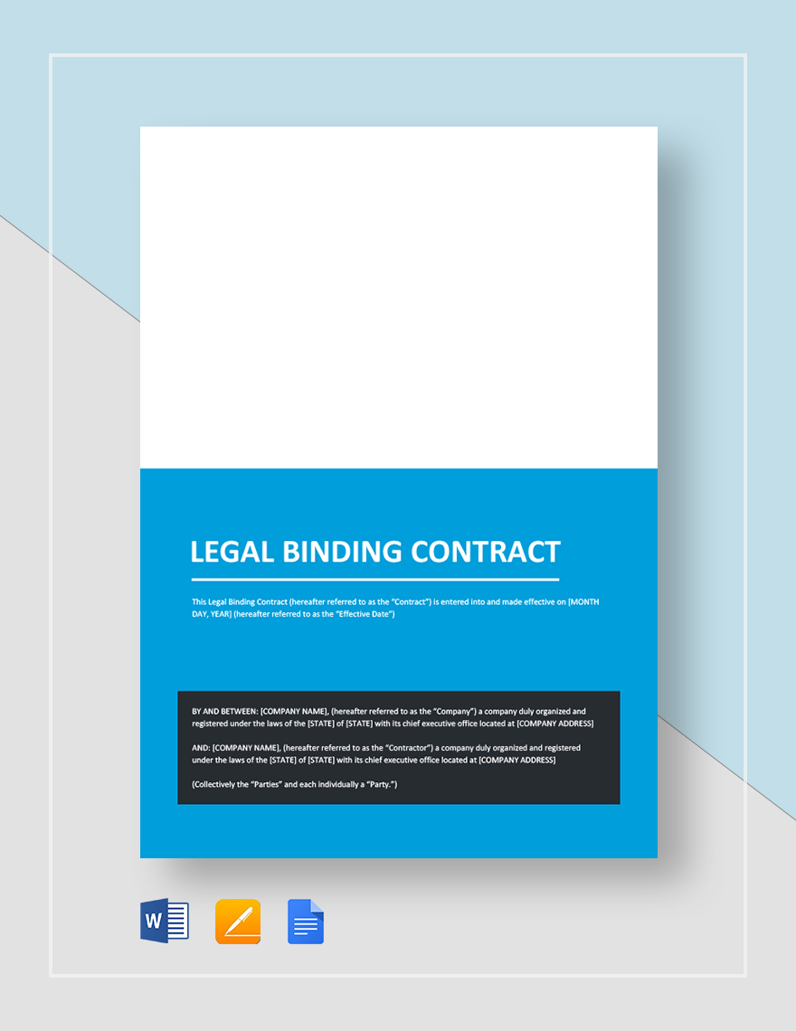 Legal Binding Contract Template in Google Docs, Pages, Word - Download | Template.net