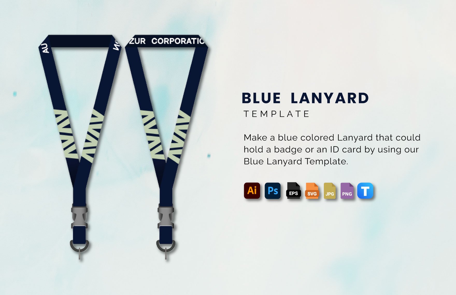 Blue Lanyard Template in Illustrator, PSD, EPS, SVG, JPG, PNG