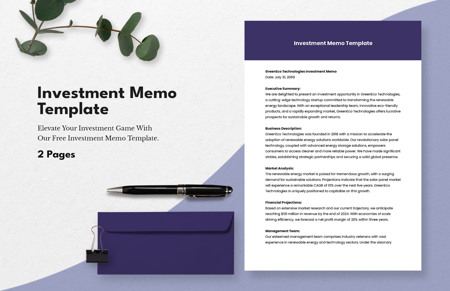 Investment Memo Template in Word, Google Docs, PDF, Apple Pages
