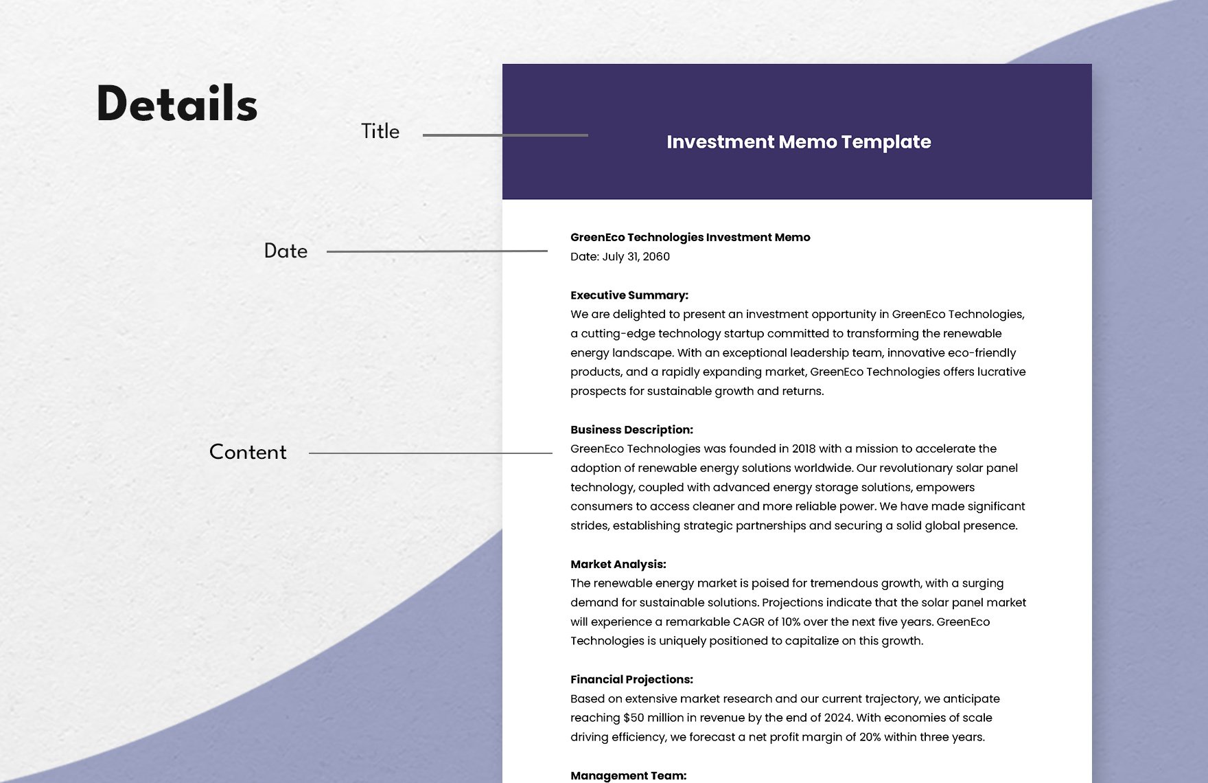 Investment Memo Template