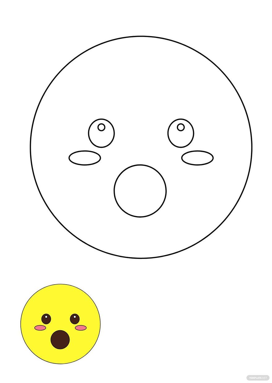 Free Surprised Smiley coloring page in PDF, JPG
