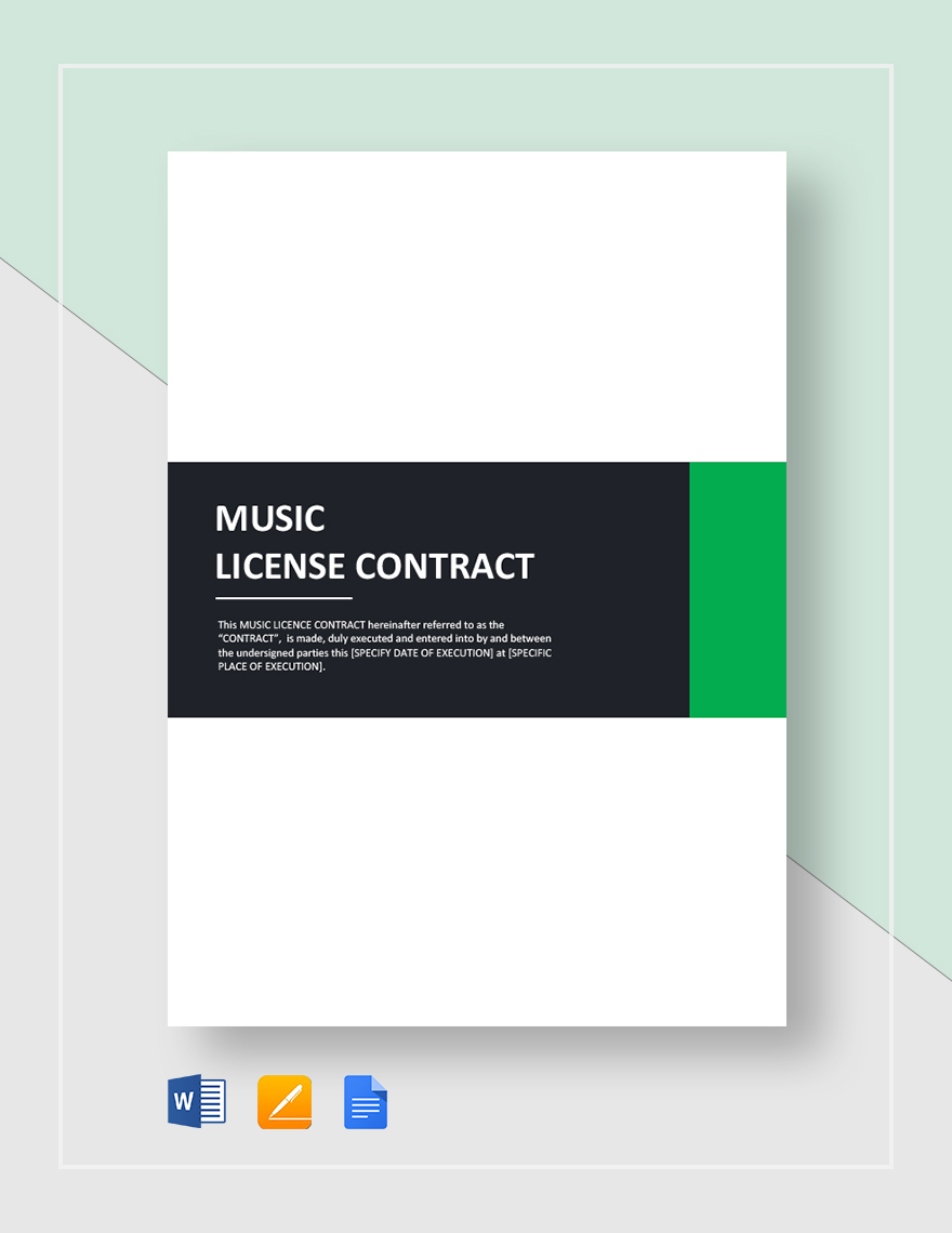 Music License Contract Template Download in Word, Google Docs, Apple