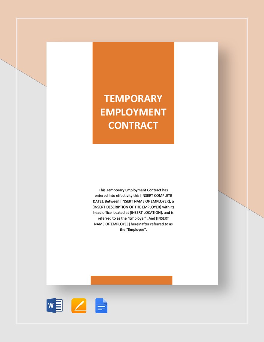 Temporary Employment Contract Template Google Docs, Word, Apple Pages