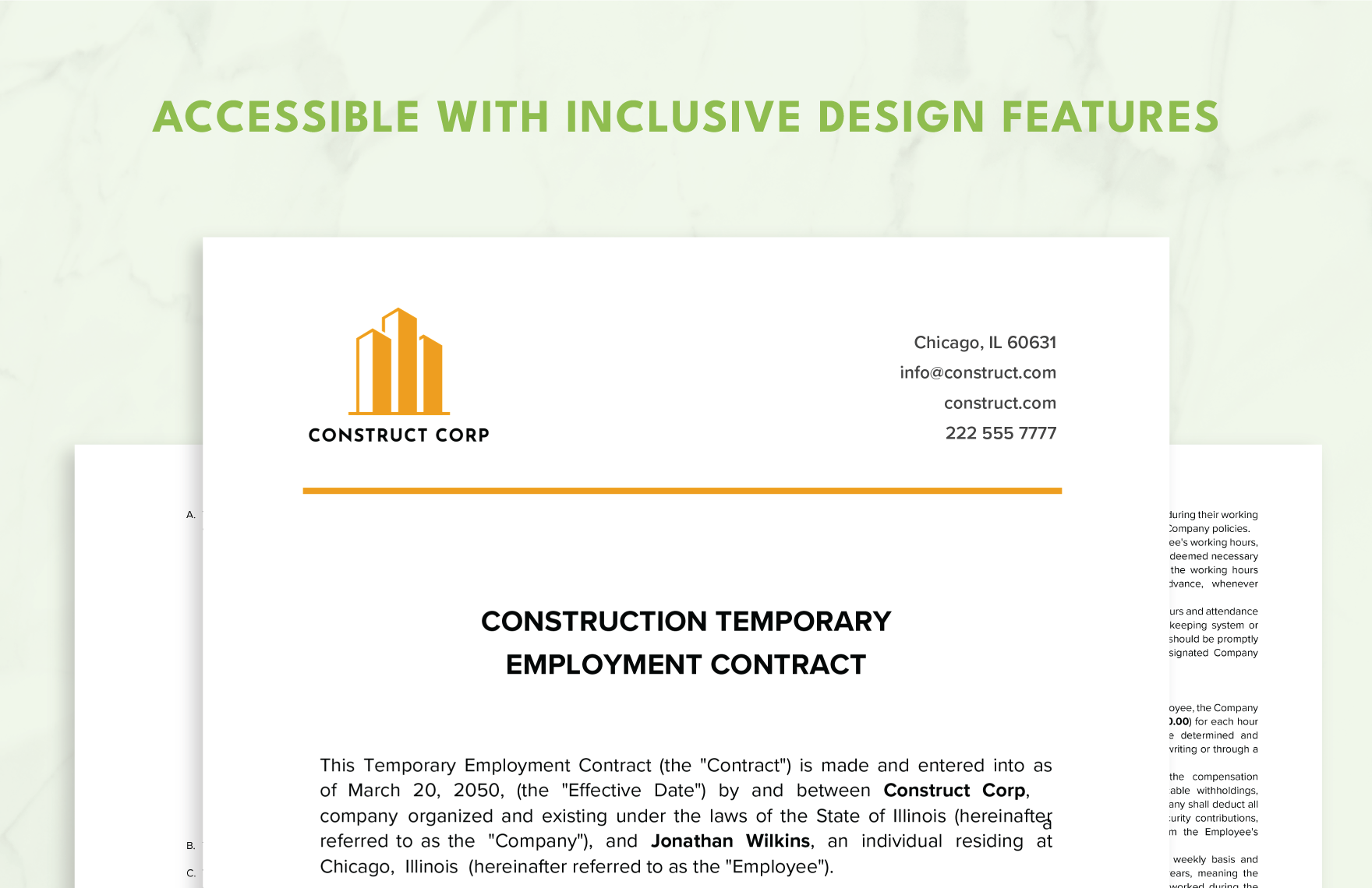 Construction Temporary Employment Contract Template