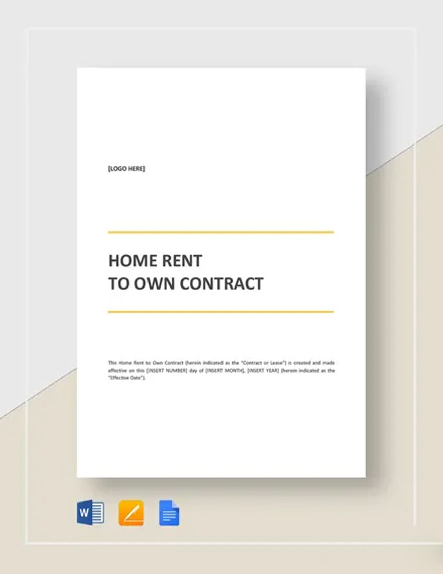 Home Rent to Own Contract Template