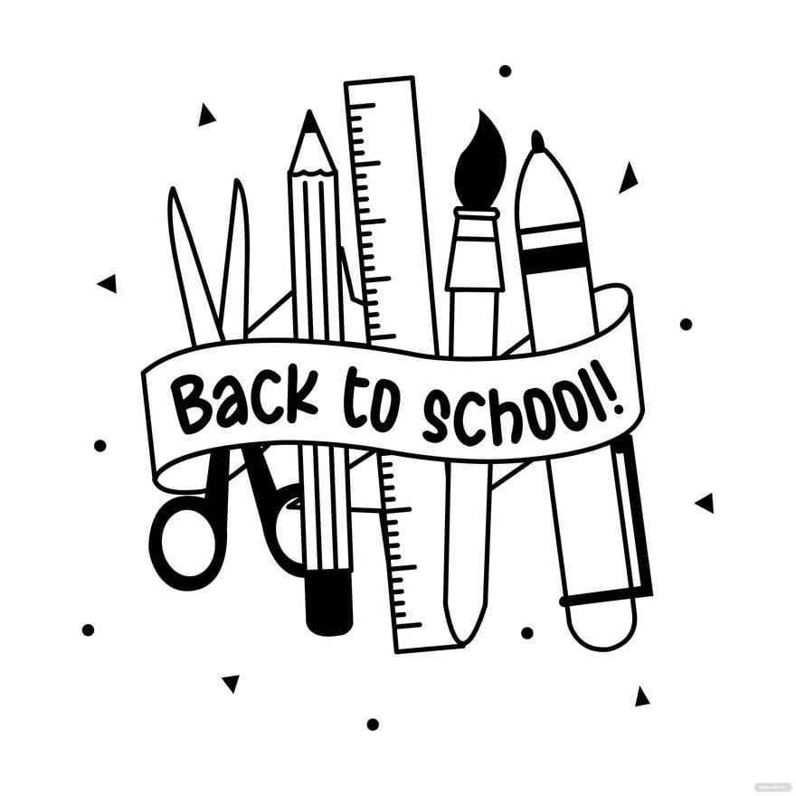 Black And White Back To School Clipart