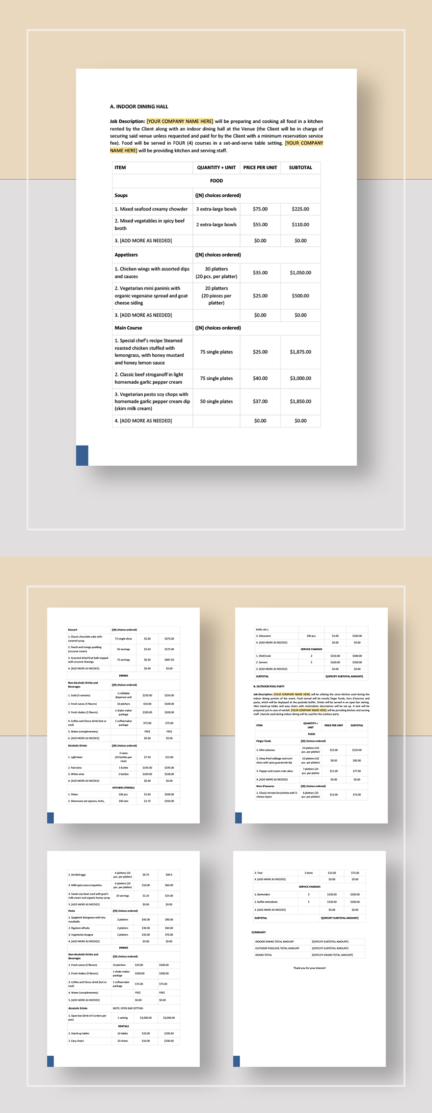 Catering Quotation Template