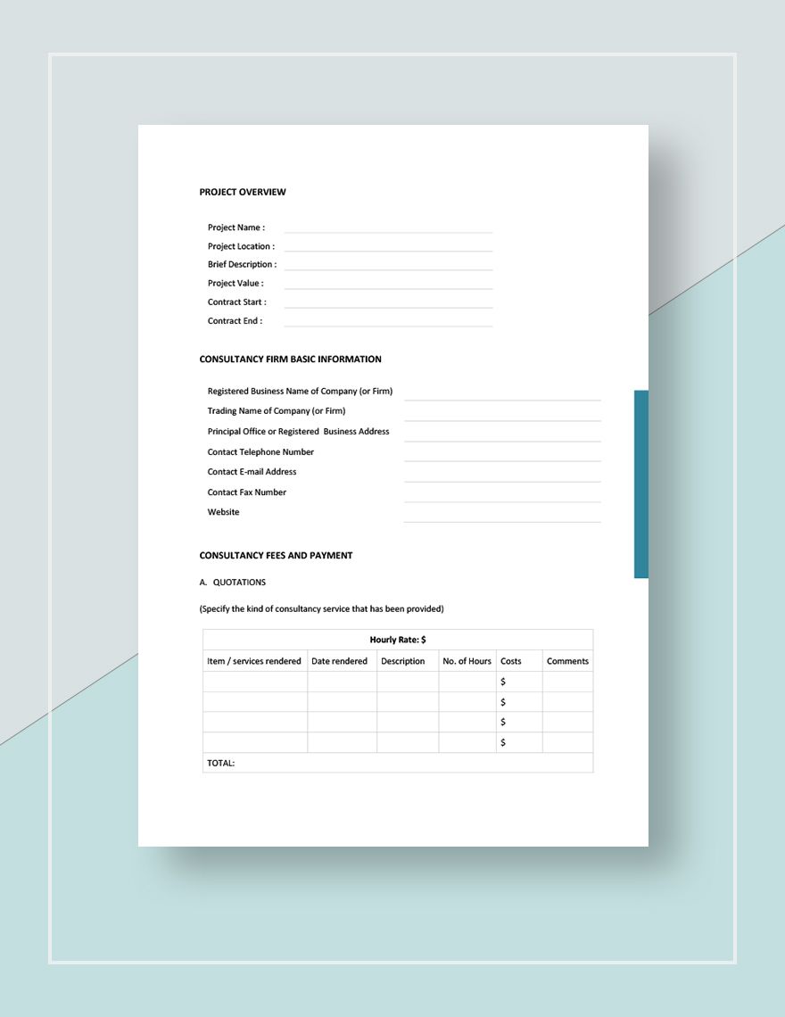 Consultant Quotation Template in Word, Google Docs, Google Sheets, Apple Pages