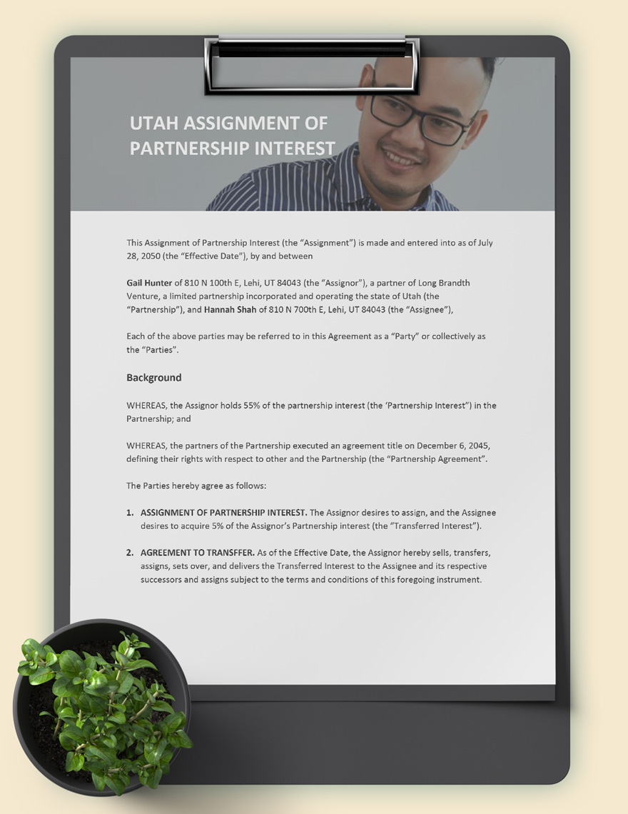 Utah Assignment Of Partnership Interest Template