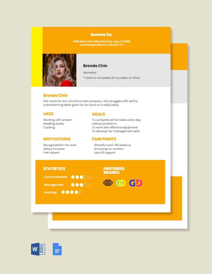Free Marketing User Persona Template in Word, Google Docs
