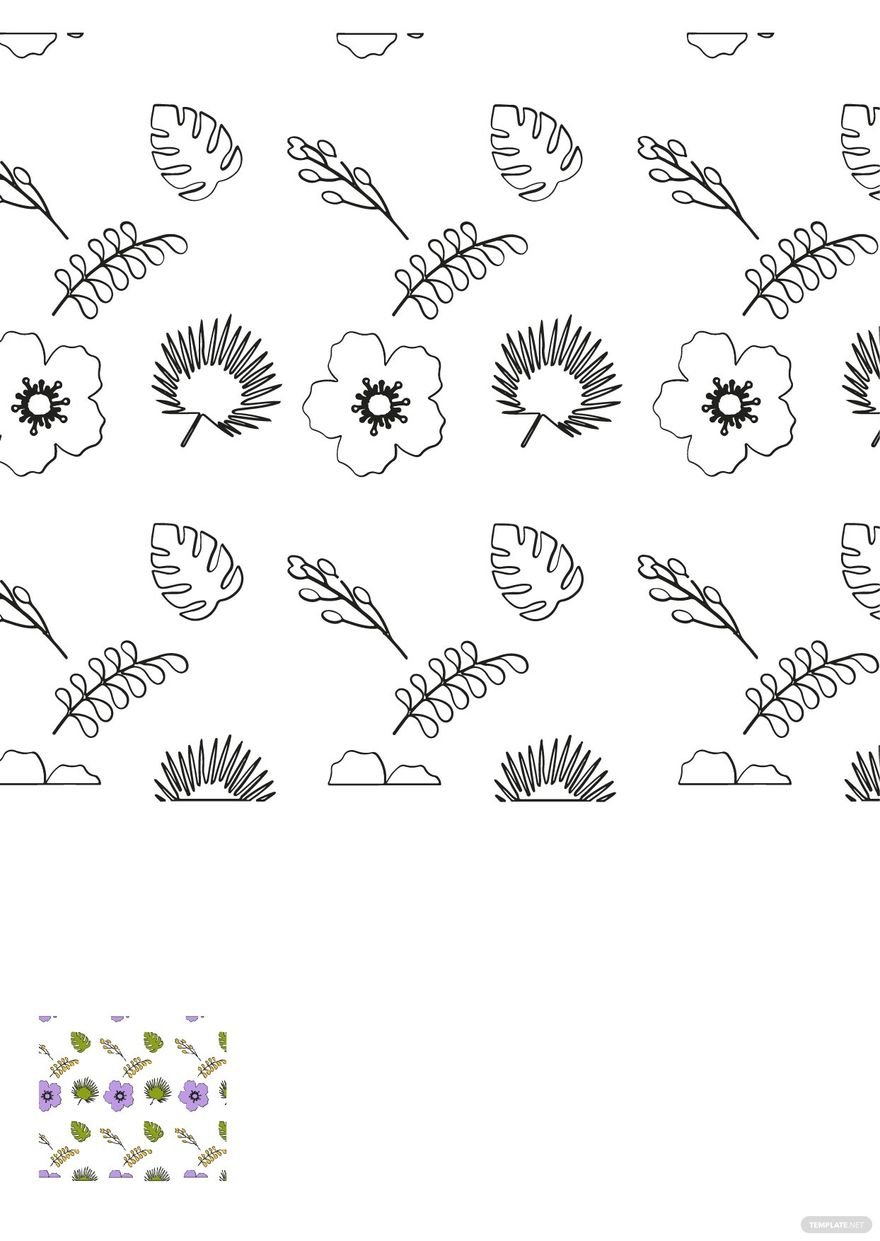 Free Tropical Floral Pattern Coloring Page