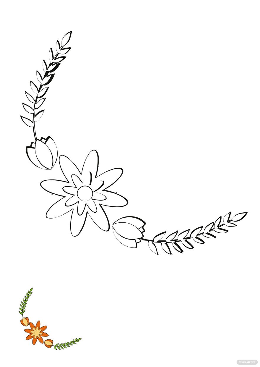 Corner Floral Coloring Page in PDF