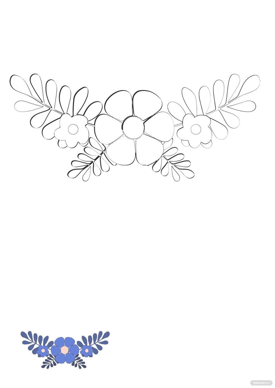 Blue Floral Coloring Page in PDF