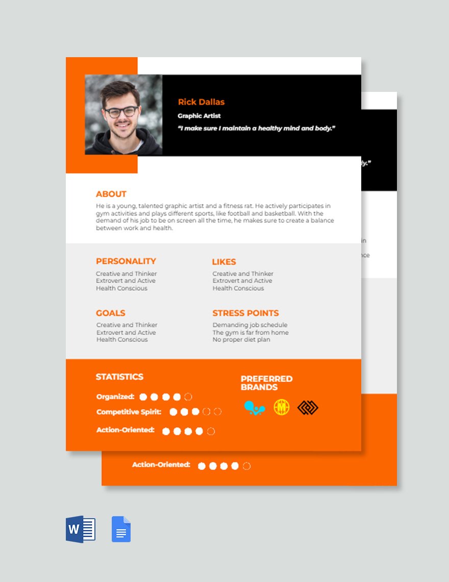 Fitness Enthusiast Customer Persona Template