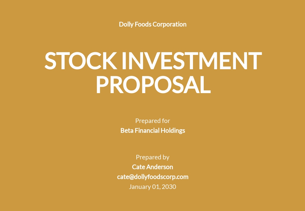 24 FREE Investment Proposal Templates Edit Download Template