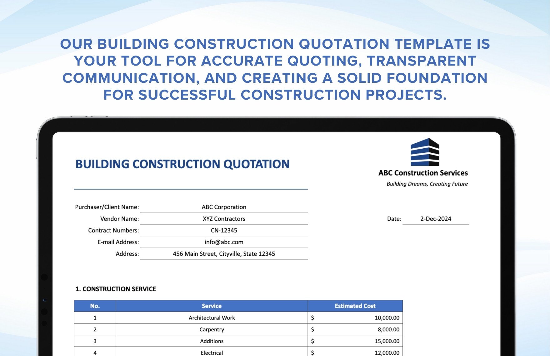Building Construction Quotation Template