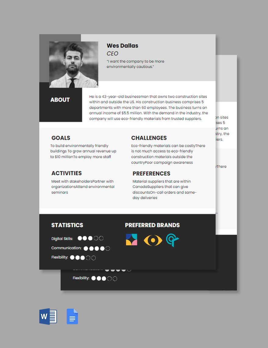 Customer Persona Template in Word FREE Download Template net