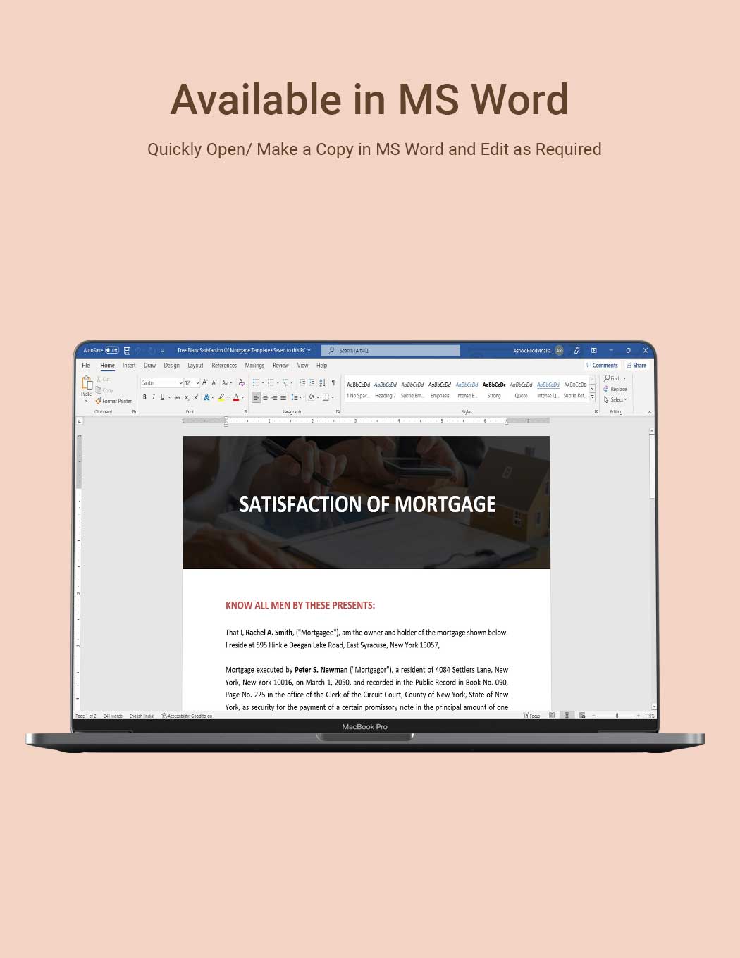 Blank Satisfaction Of Mortgage Template