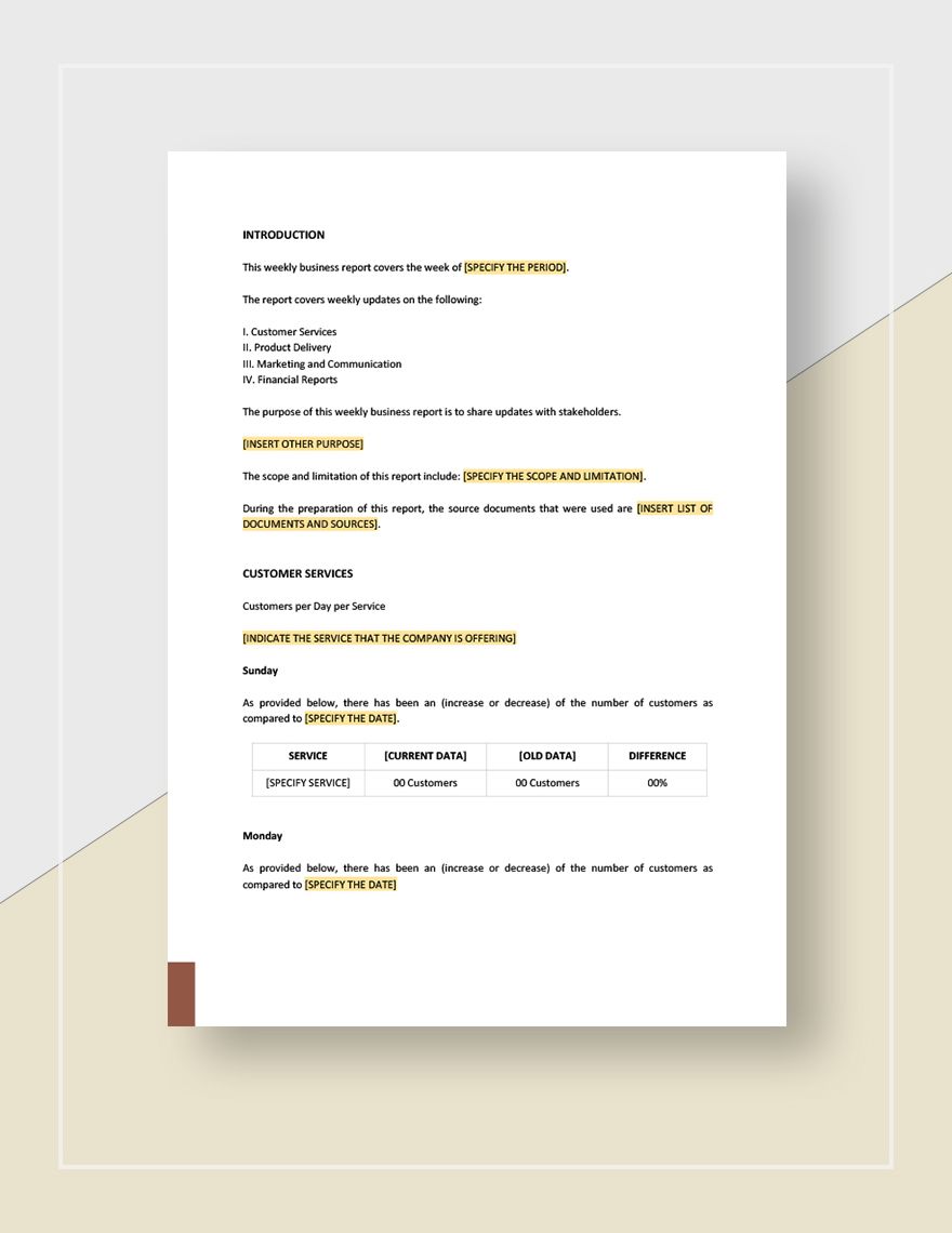 Weekly Business Report Template