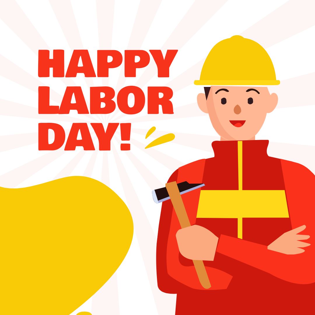 Free Cartoon Happy Labor Day in JPG