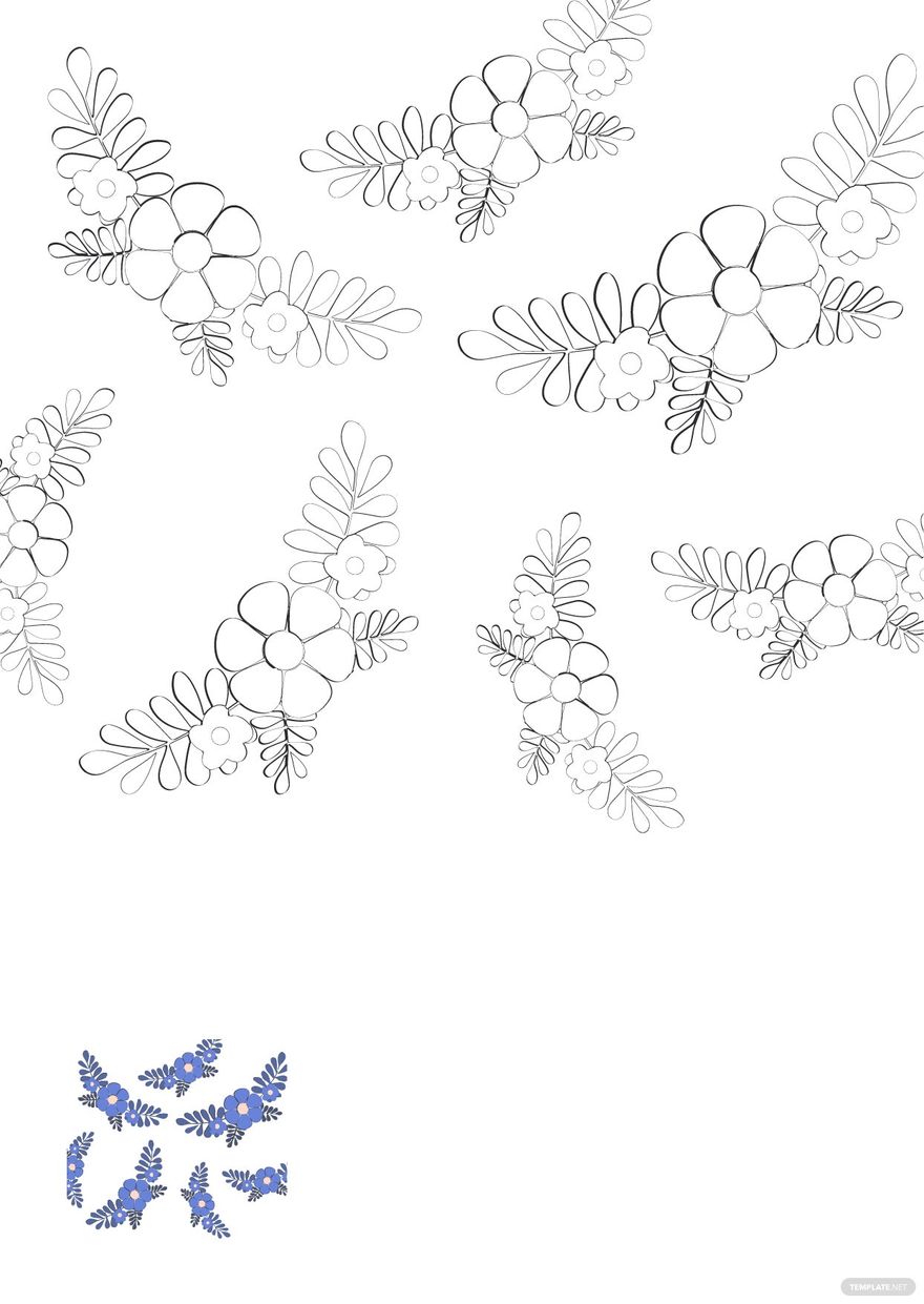Free Blue Floral Background Coloring Page