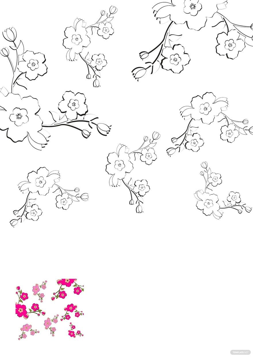 Free Pink Floral Background Coloring Page