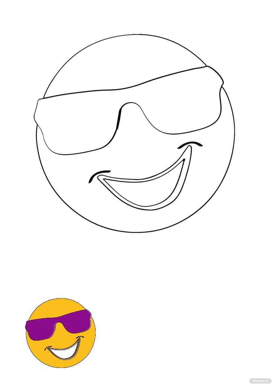 Free Smiley Face Sunglasses Coloring Page in PDF