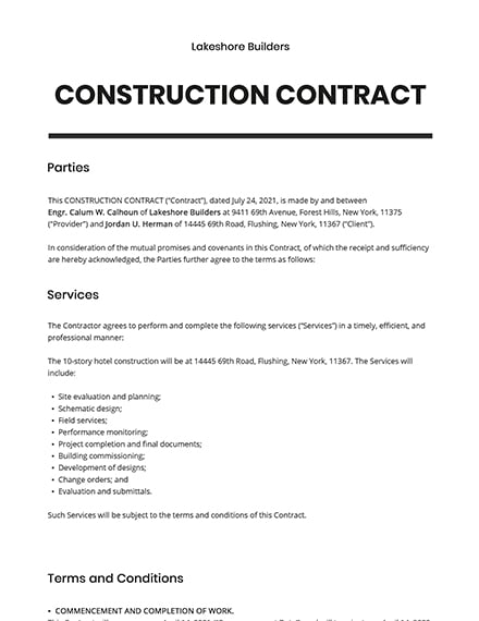 Swimming Pool Construction Contract Template Google Docs Word Apple