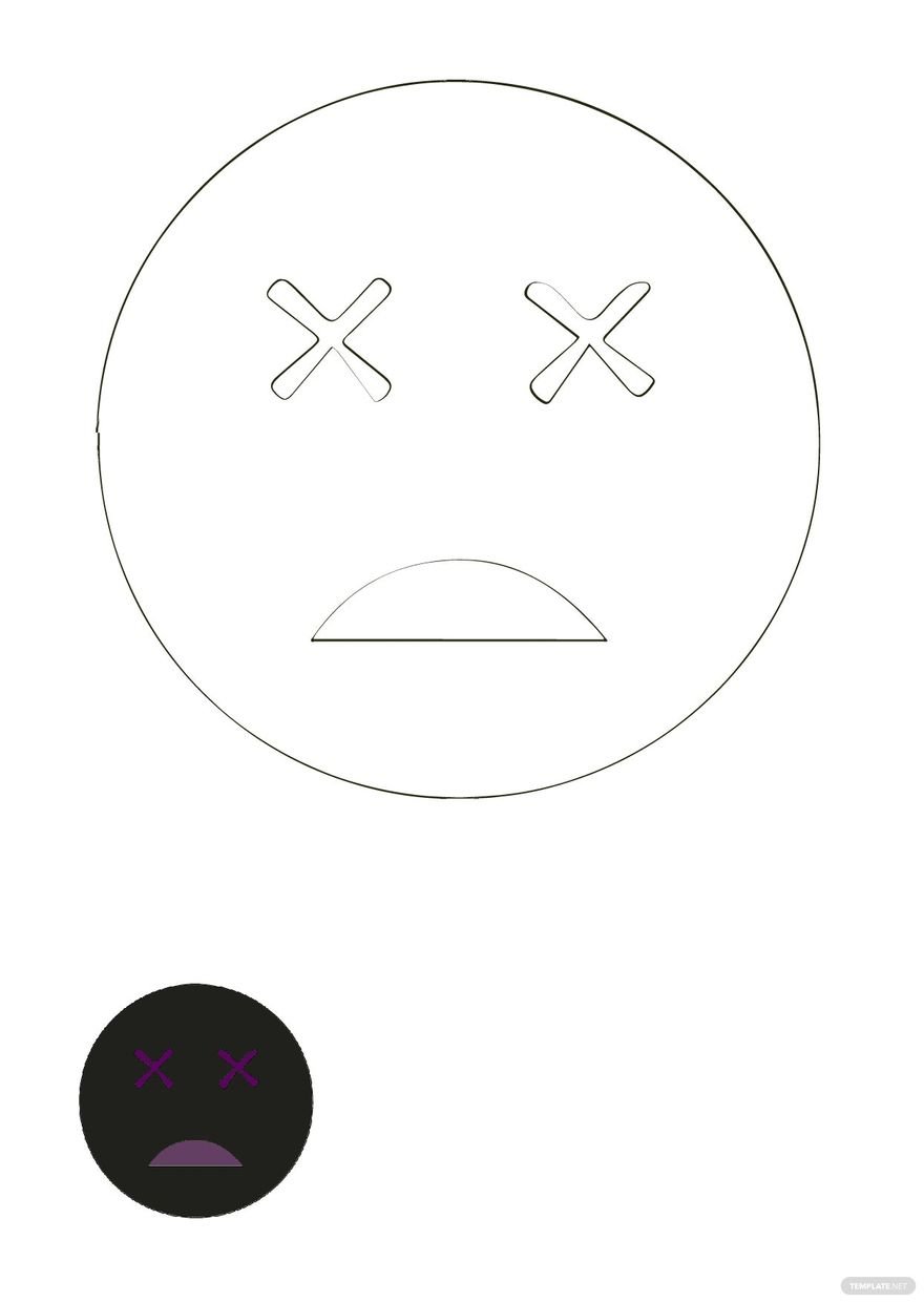 Dead Smiley Coloring Page in PDF