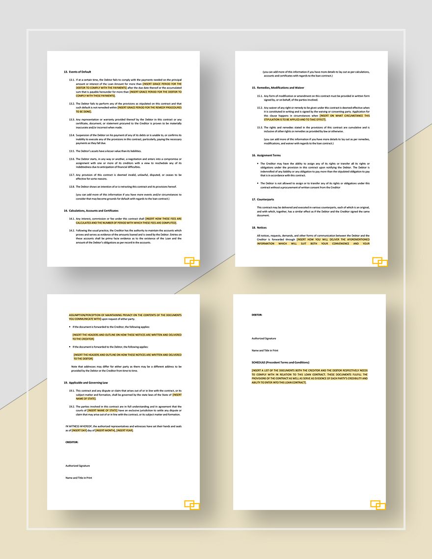 Loan Contract Template - Google Docs, Word, Apple Pages | Template.net