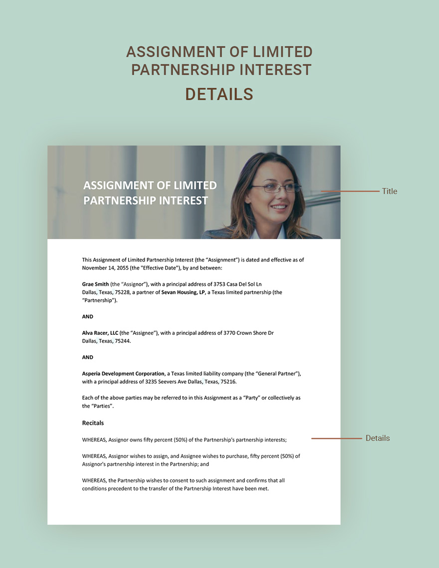 Assignment Of Limited Partnership Interest Template