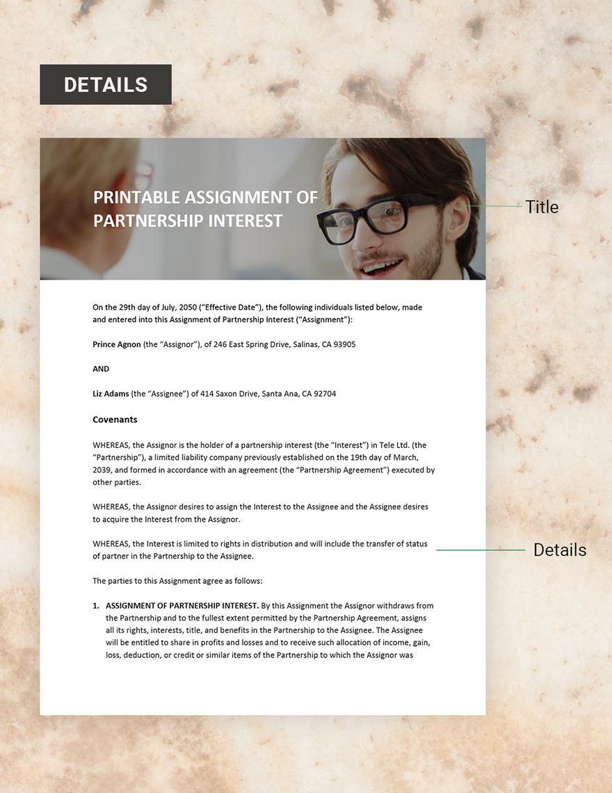 Printable Assignment Of Partnership Interest Template