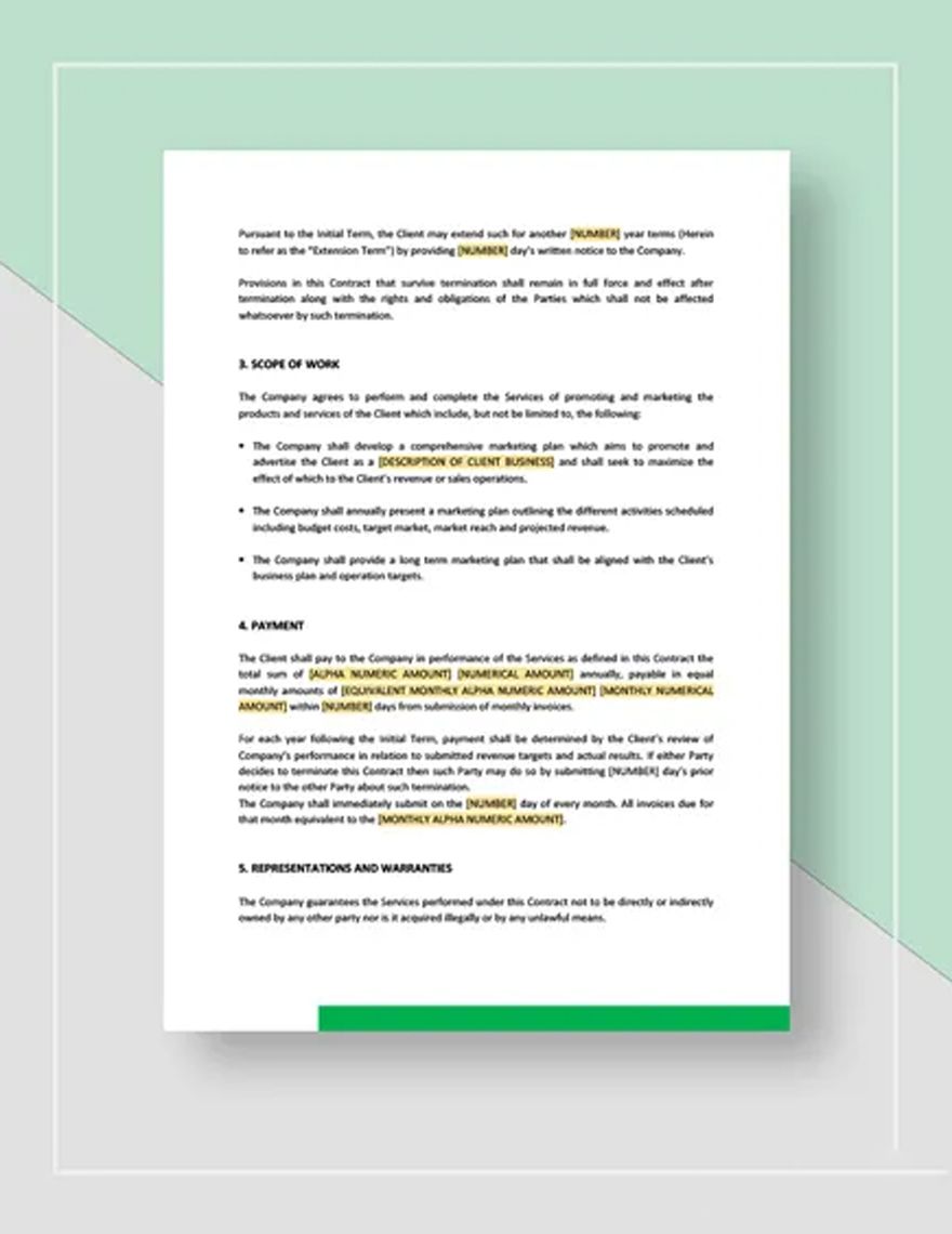Sample Marketing Contract Template
