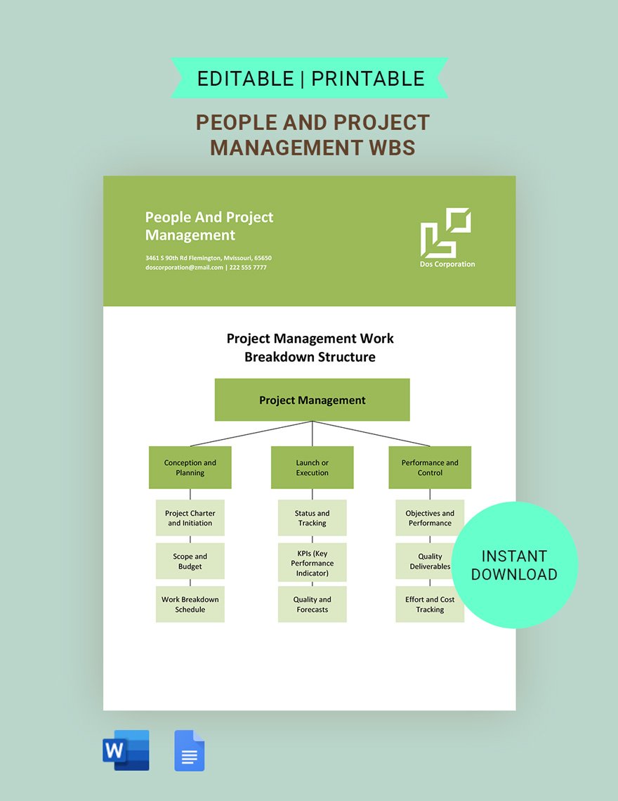 People And Project Management WBS Template