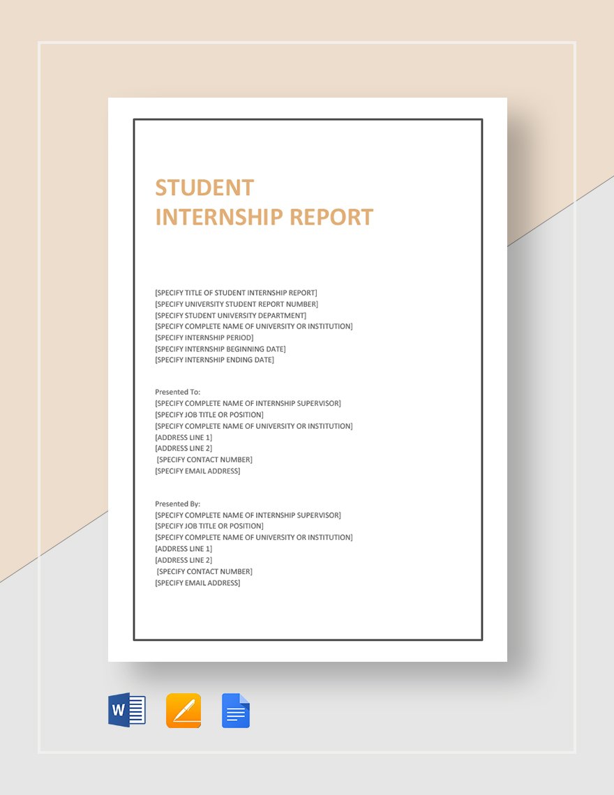Student Internship Report Template Google Docs, Word, Apple Pages