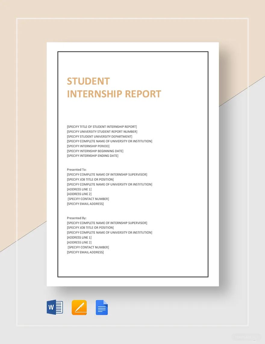 Student Internship Report Template