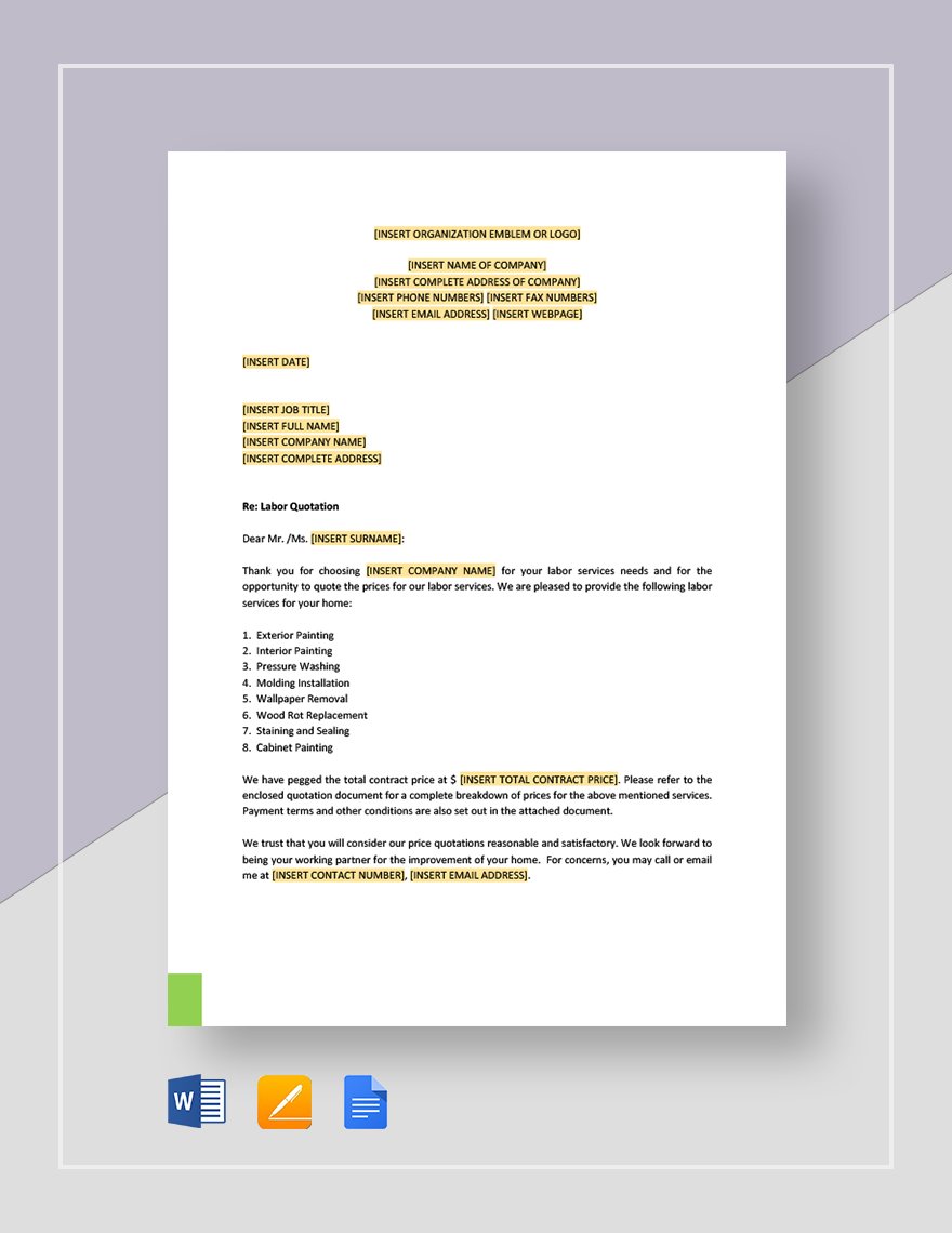 Labor Quotation Template