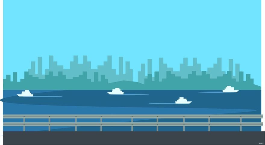 Free Ocean City Background in Illustrator, EPS, SVG, JPG, PNG