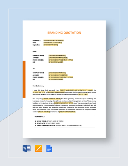 Sample Cover Letter for a Cost Quotation - Download in Word, Google ...