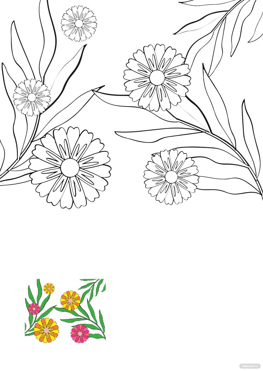 Tropical Floral Coloring Page
