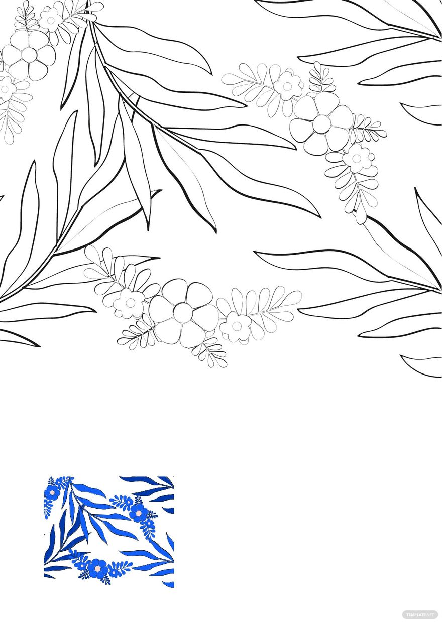 Seamless Tropical Floral Coloring Page