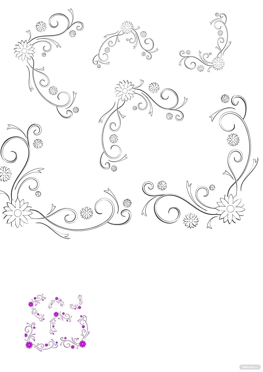 Free Corner Floral Pattern Coloring Page