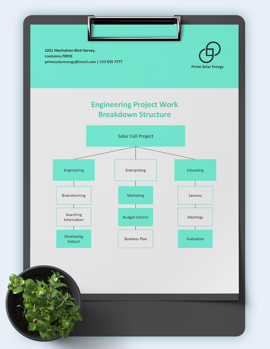 Engineering Project WBS Template