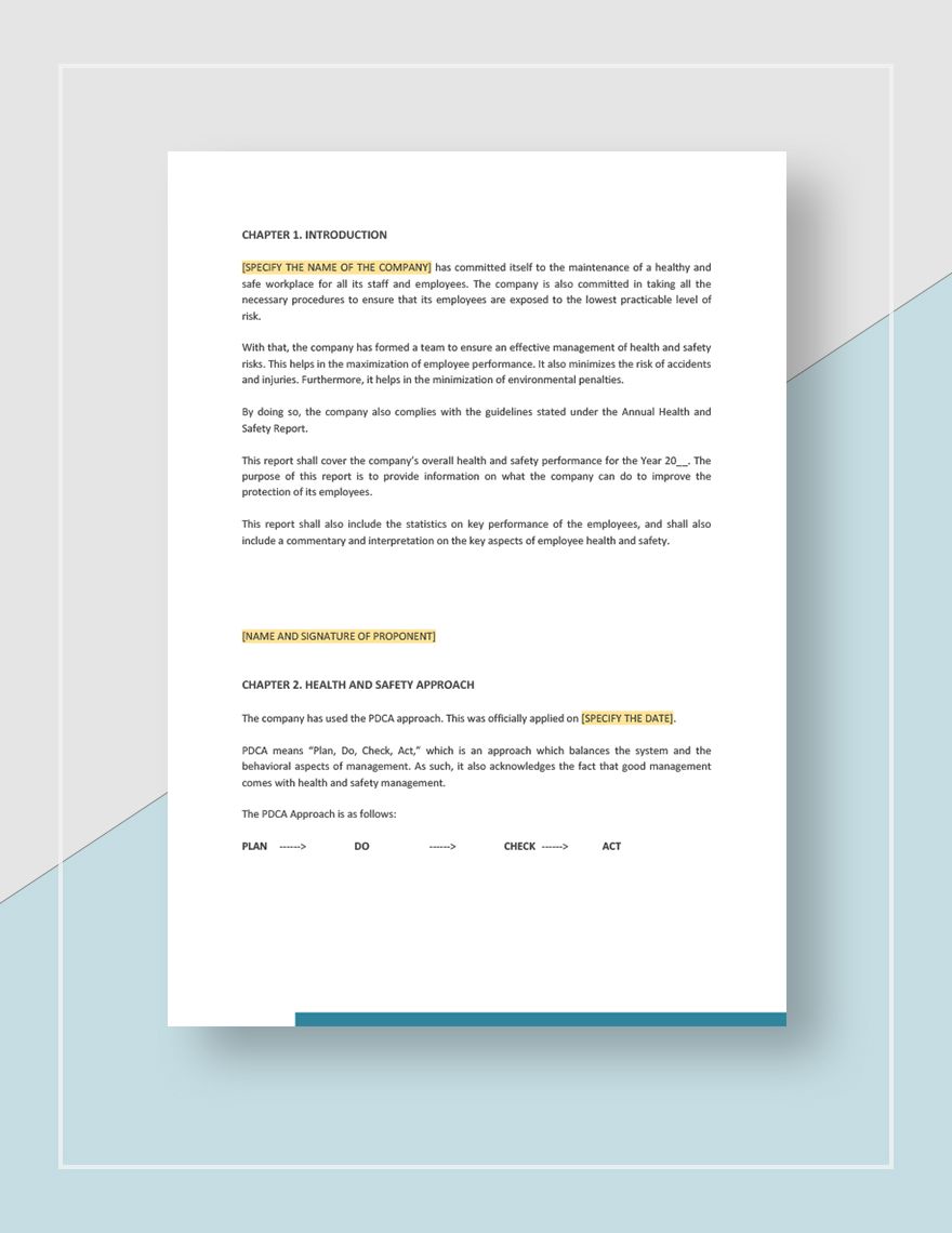Health and Safety Annual Report Template