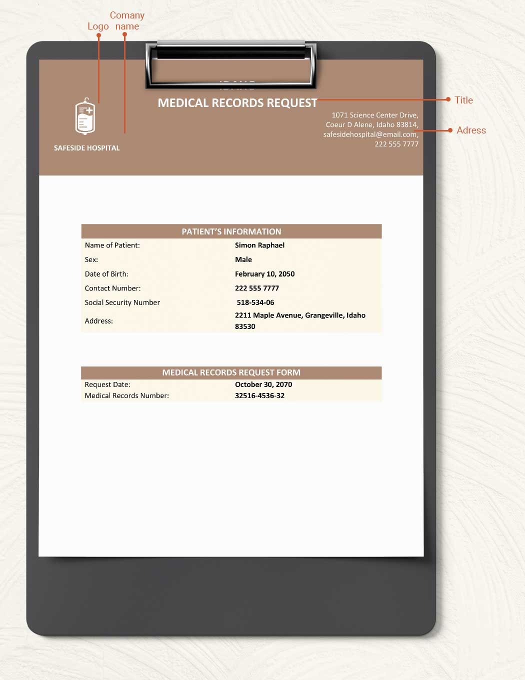 Idaho Medical Records Request Template
